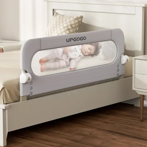 Vista 8 de UPGOGO Barandilla plegable para niños pequeños, gris, 33 pulgadas de largo