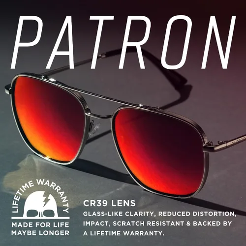 Vista 5 de Pilotfish Patron Polarized Aviator Sunglasses Men Women, Stainless Steel Frame, CR-39 Anti-Reflective Hydrophobic UV400 Lens