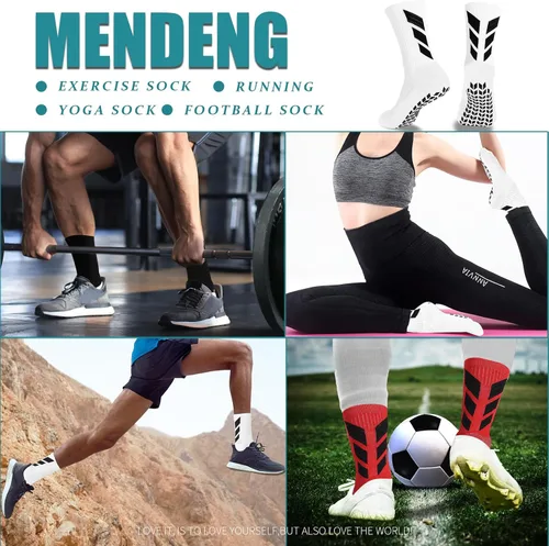 Vista 6 de MENDENG Calcetines de agarre de fútbol para hombre, antideslizantes, antideslizantes, antideslizantes, para hospital, yoga, entrenamiento, deportes