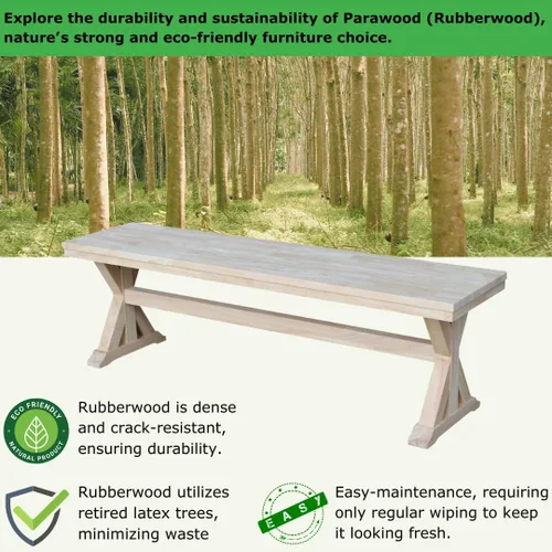Vista 4 de International Concepts - Banco de entrada de madera maciza sin terminar de 60 pulgadas con superficie de bloque de carnicero, asiento de banco