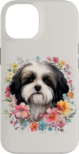 Vista 4 de Shih Tzu Mom Floral Dog Lover Vintage Flowers Cute Case for iPhone 17