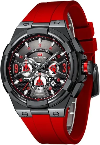Vista 7 de MF MINI FOCUS Mens Watches Unique Hollow Casual Wrist Watch (Chronograph/Waterproof/Luminous/Calendar/24 Hour) Silicon Band Fashion Watch for Men