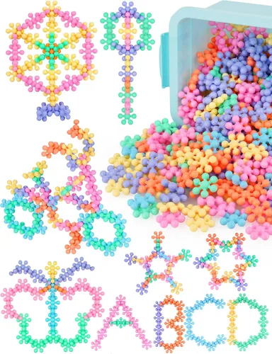 Vista 15 de Juguete educativo de bloques de construcción entrelazados de copo de nieve, 100 piezas para niños a partir de 3 años, plástico sólido multicolor