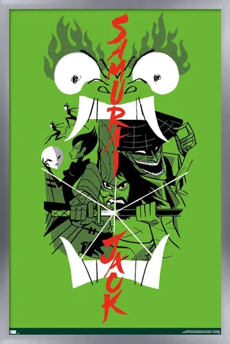 Vista 10 de Trends International Samurai Jack-Ensemble - Póster de pared, 14.725 x 22.375 pulgadas, versión enmarcada en madera de granero