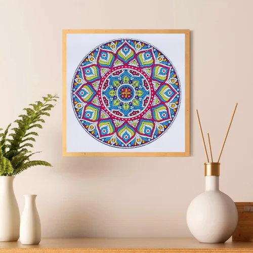 Vista 4 de LUSandy Kit de pintura de diamantes de mandala colorido 5D para adultos, taladro parcial, pintura de diamantes de mandala luminosa