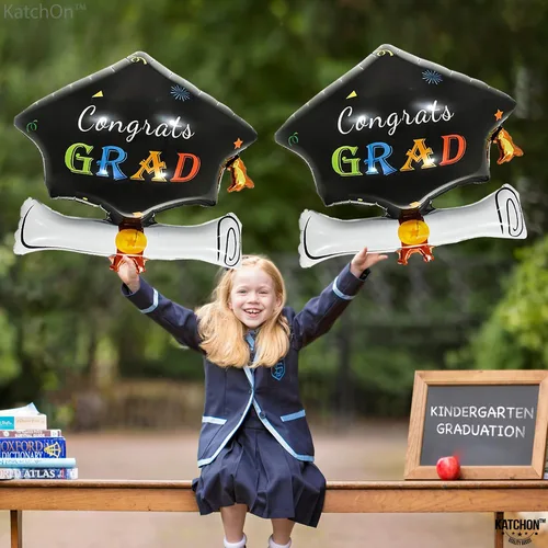 Vista 4 de Globos de graduación clase de 2026 – Grandes 24 pulgadas, decoraciones de graduación 2026 Globos de gorra de graduación, globos de sombrero