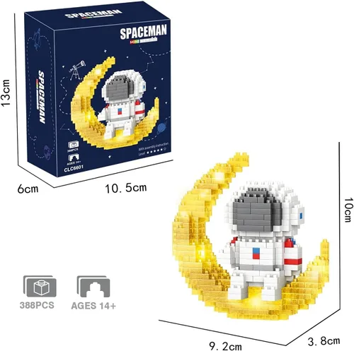 Vista 6 de Finger Rock Mini juegos de construcción de astronauta para adultos, kit de construcción de micro bloques y juguetes pequeños, regalos geniales