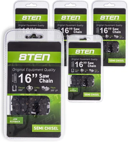 Vista 5 de 8TEN Cadena de motosierra para Husqvarna 136 137 141 142 240 Echo 501847052 Echo 91PXL52CQ 16 pulgadas .050 3/8 56DL paquete de 2