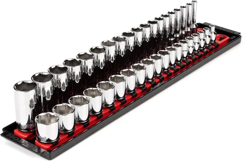 Vista 16 de TEKTON SHD91105 - Juego de llaves de vaso de 6 puntos con riel de 3/8 pulgadas de profundidad, 9 piezas (5/16 - 3/4 pulgadas)