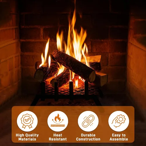 Vista 4 de Retenedor de brasas de acero de 12 pulgadas para rejillas de chimenea, mantiene las brasas en su lugar para una combustión eficiente, accesorio