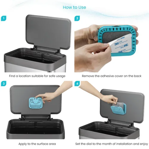 Vista 2 de Home Zone Living CleanAura - Kit de filtro desodorizante con bolsa de filtro de carbón y adhesivo magnético, ayuda a eliminar el olor en casa
