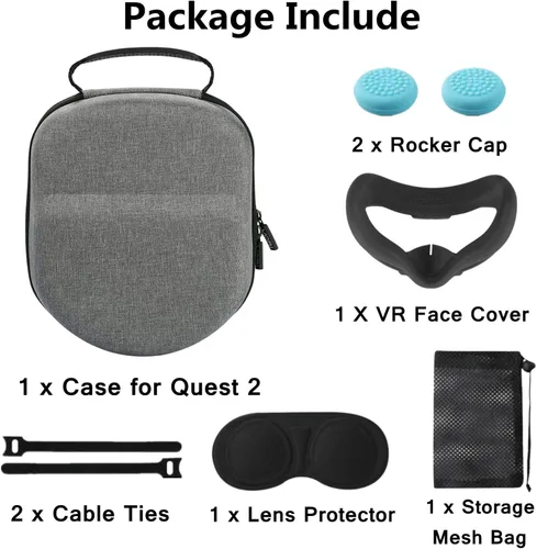 Vista 7 de COOWPS Funda de transporte rígida para MetaOculus Quest 2 accesorios compatible con la versión de batería Elite Strapdiseño kiwiBOBOBOVR Headstrap