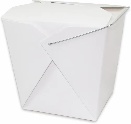 Vista 6 de MULMEHË Chinese Take Out - Cajas de comida de tamaño cuarto de galón, mango de alambre de metal, color blanco, 32 onzas, paquete de 40