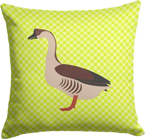 Vista 63 de Caroline's Treasures BB8163PW1414 Beltsville - Almohada decorativa de tela a cuadros pequeños, color blanco, pavo y gallina azul, lavable a máquina