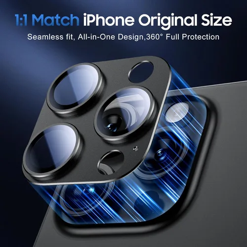 Vista 5 de UniqueMe para Paquete de 3 Protectores de Lente de Cámara para iPhone 15 Pro/iPhone 15 Pro Max, [Protección contra Caídas] [Compatible con Fundas]