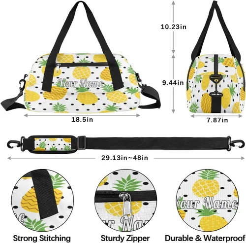 Vista 4 de Bolsa de lona personalizada para niños, patrón de flor de arándano y fresa, bolsa de gimnasio deportiva personalizada para niños y niñas, bolsas