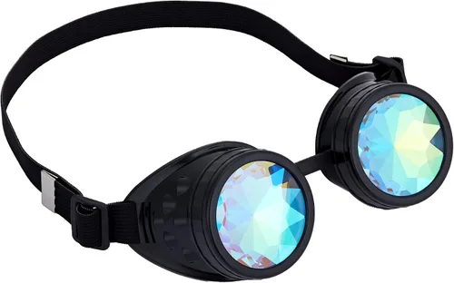 Vista 148 de Gafas de caleidoscopio retro con pinchos, gafas de cristal arcoíris steampunk estilo soldadura, gafas de cosplay punk