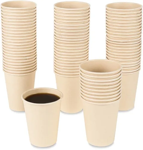 Vista 9 de Tazas de papel de café desechables, bebida caliente marrón de fibra vegetal 160 unidades 8 oz