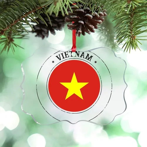 Vista 13 de Adornos de Navidad de Uzbekistán, bandera de Uzbekistán, adornos de árbol de Navidad, adornos de Navidad personalizados de acrílico transparente