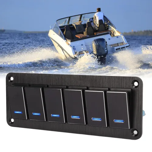 Vista 2 de Panel de interruptor de palanca impermeable de 6 cuadras, panel de interruptor de palanca impermeable de 6 cuadras, DC12V a 24V 3PIN luz de fondo