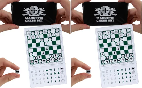 Vista 11 de WE Games Juego de ajedrez magnético de viaje mini – Tablero plegable de 6 pulgadas con piezas duraderas de vinilo y reinas extra – Juego de ajedrez