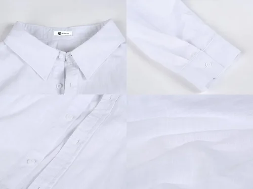 Vista 5 de Camisas de manga larga con botones para hombre, de lino, para playa, casuales, de algodón, ligeras, para verano, 1 blanco