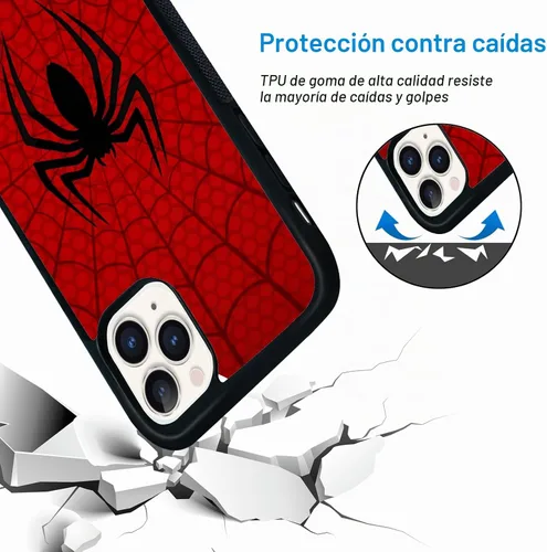 Vista 6 de Funda para teléfono Araña, a prueba de golpes, bonita funda protectora para teléfono con diseño de telaraña diseñada compatible con iPhone 11 Pro 11