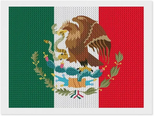 Vista 7 de Kits de pintura de diamantes con bandera mexicana para adultos, taladro completo 5D, manualidades para decoración de pared del hogar, regalo