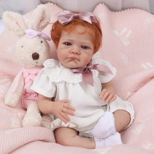 Vista 2 de WOOROY - Muñecas Reborn realistas para bebé niña de 20 pulgadas, muñecas recién nacidas con cabello rojo y ojos abiertos, cuerpo de tela