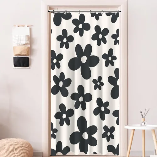 Vista 18 de Cortina de ducha pequeña para casa rodante, tamaño medio, estilo retro de los 70, con flores bonitas, estética abstracta de margaritas, decorativa