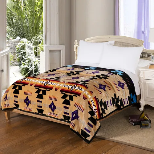 Vista 4 de Southwest Design - Manta reversible súper suave (estampado navajo) tamaño King (turquesa)