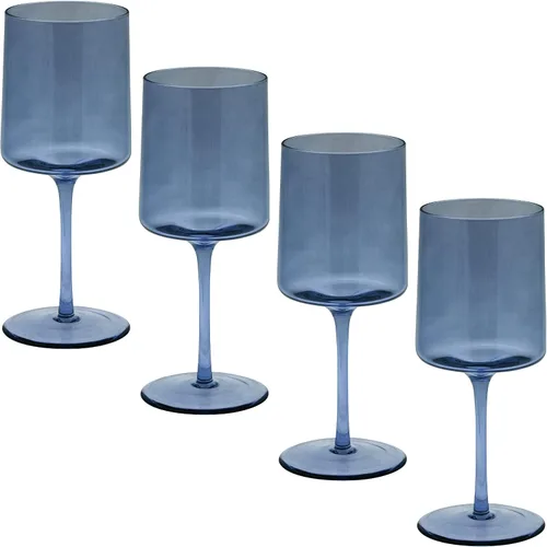 Vista 13 de Karma Juego de cuatro copas de vino de mediados de siglo ámbar