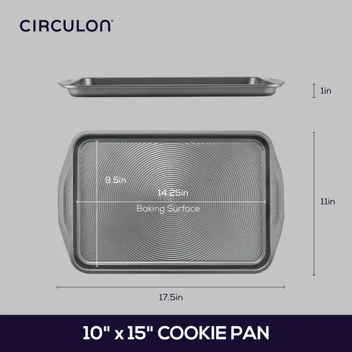 Vista 2 de Circulon Total Bakeware - Bandeja antiadherente para hornear galletas, 10 x 15 pulgadas, color gris oscuro