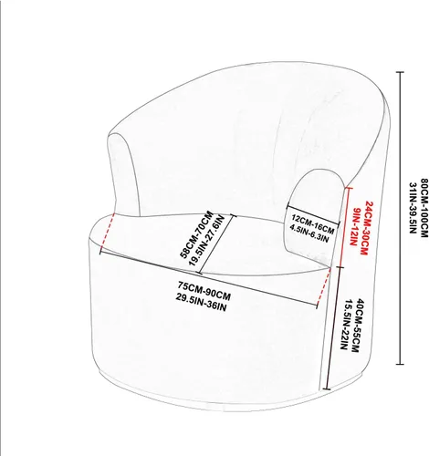 Vista 5 de Funda de terciopelo para silla giratoria de barril giratorio, funda elástica para silla decorativa de barril para sillón, funda de sofá moderna