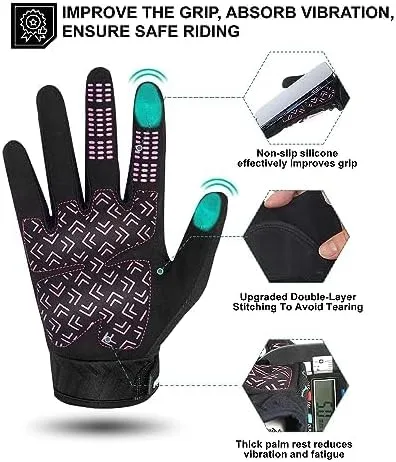 Vista 3 de RIGWARL Guantes de motocicleta para hombres y mujeres, pantalla táctil, guantes ligeros antideslizantes para motocross