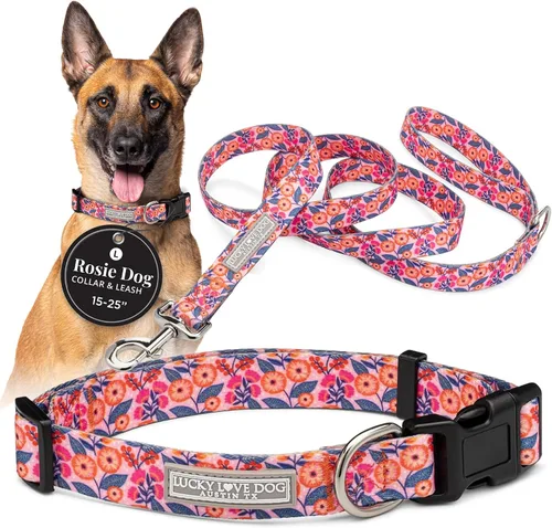 Vista 53 de Lucky Love Dog - Collar para perras pequeñas, diseño Blackbird de estampado alegre con flores de primavera y verano, talla XS Collar Blackbird