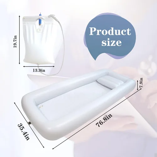 Vista 7 de Bañera inflable médica, cama portátil para pacientes geriátricos, ancianos, discapacitados, discapacitados, bañera de PVC para adultos con bolsa