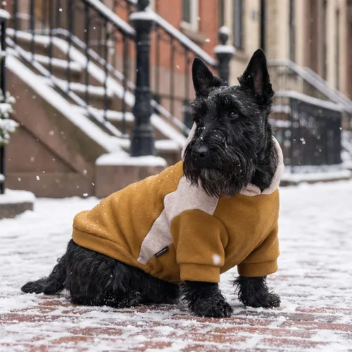 Vista 4 de Fitwarm - Sudadera con capucha para perros con bloques de color, ropa de invierno para perros pequeños niño niña, sudadera con capucha ligera
