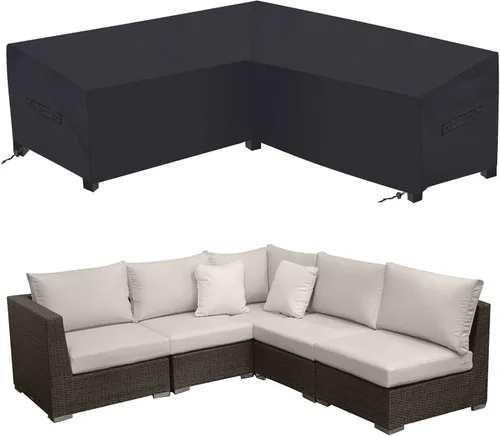 Vista 16 de Funda para silla de mesa redonda de 70 pulgadas, impermeable, 420D, resistente, resistente al viento, funda protectora para muebles de exterior Negro