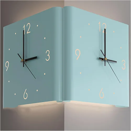 Vista 17 de KYOFIS Reloj de pared Corne de doble cara, reloj de pared digital de esquina con escala numeral, funciona con pilas, reloj de pared silencioso