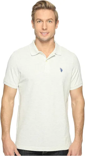 Vista 89 de Polo de piqué de algodón sólido para hombre con pequeño Pony Gris jaspeado