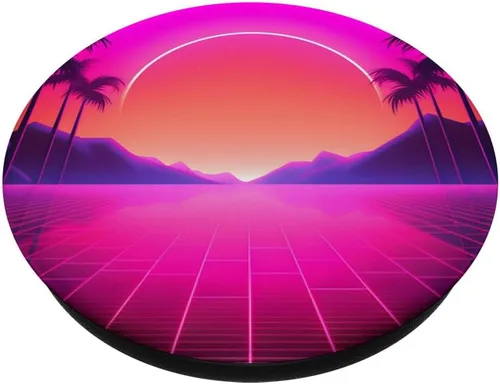 Vista 2 de Retrowave 80s Vaporwave Synthwave Sunrise PopSockets Standard PopGrip