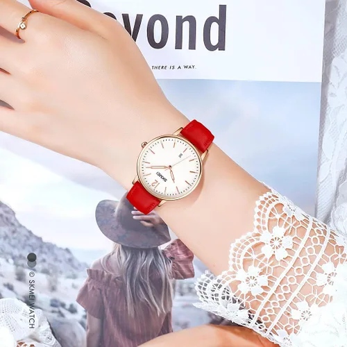 Vista 3 de SKMEI Womens Watches for Ladies Female Leather Band Big face Waterproof Thin Minimalist Fashion Casual Simple Dress Analog Quartz with Date Luminous