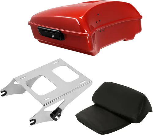 Vista 34 de TCT-MOTORPARTS Atlas Silver Metálico Maletero de Viaje Modificado con Respaldo y Montaje en Rack Adecuado para Harley Touring 14-25 Street Glide