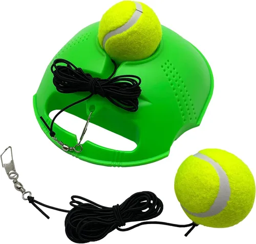 Vista 11 de Entrenador de tenis con base de rebote Equipo de auto entrenamiento con 2 pelotas de tenis
