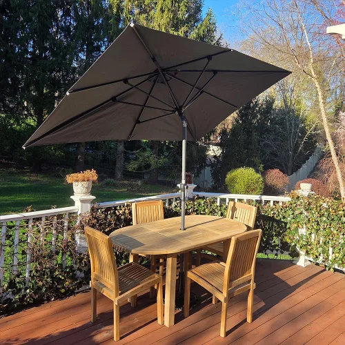 Vista 75 de PURPLE LEAF - Sombrilla de patio rectangular de 6' x 4', sombrilla de mesa para exteriores con marco de aluminio, sombrilla de mercado, sombrilla