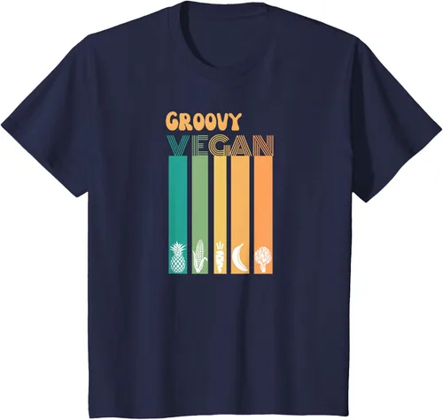 Vista 78 de Groovy Vegan Retro Vintage Cool Veggies 70 80 Flower Power Camiseta, Negro