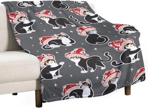 Vista 7 de HWING Manta de Gato Negro que Brilla en la Oscuridad - Regalos de Cumpleaños para Niñas Amantes de los Gatos, Mujeres, Adolescentes, Adultos