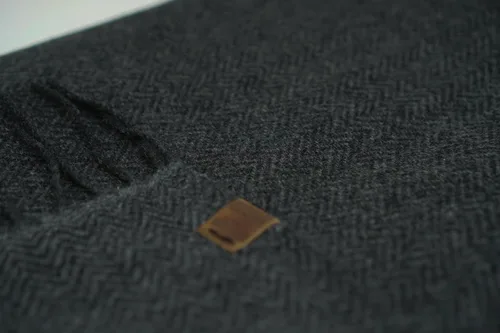 Vista 2 de Borges & Scott Signature - Manta de cachemira 100% - Espiga negra y gris