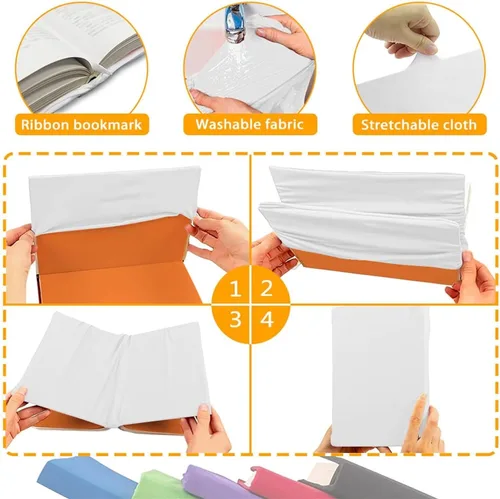 Vista 6 de Cozeyat Fundas de libro a prueba de polvo para amantes de los libros, protector de libro de texto con cinta de 9 x 11 pulgadas, fundas de libro